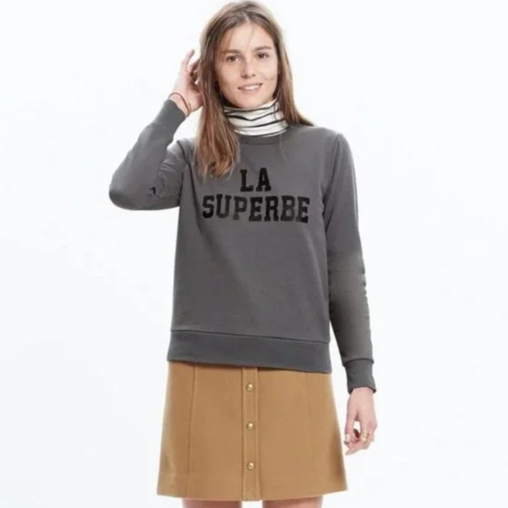 Sezane x Madewell La Superbe XS Gray Crew Neck Sweater